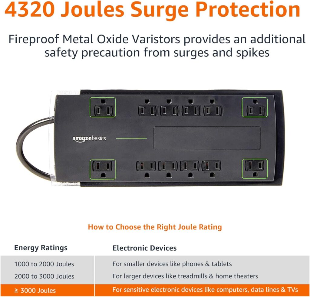 AmazonBasics 12-Outlet Power Strip Surge Protector