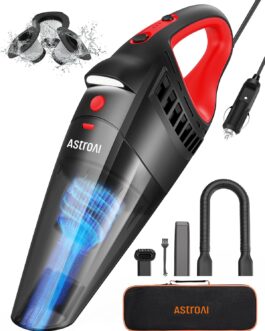 AstroAI Car Vacuum, Car Accessories, Portable Handheld Vacuum Cleaner with 7500PA/12V High Power, LED Light and 16.4 Ft Cord, Car Cleaning Kit with 3 Filters for Daily Cleaning (AHVCJY801)